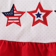 Red star applique ruffle dress