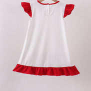 Red star applique ruffle dress