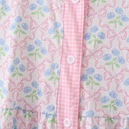 Pink hydrangea bow print tiered dress