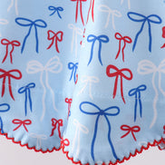 Blue bow smocked ruffle shorts set