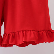 Blue bow smocked ruffle shorts set
