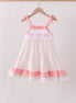 Pink bow smocked dot ruffle dress
