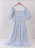 Blue rose smocked ruffle dress (length 41.33in)
