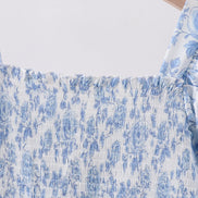 Blue rose smocked ruffle dress (length 41.33in)