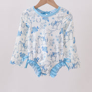 Blue farm print rashguard