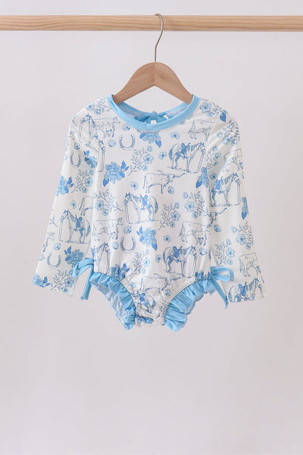 Blue farm print rashguard