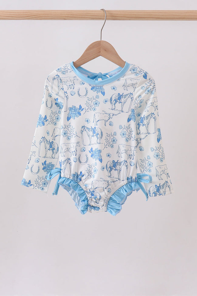 Blue farm print rashguard