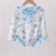 Blue farm print rashguard
