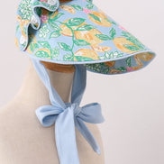 Green lemon print bow bonnet