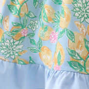 Green lemon smocked ruffle dress