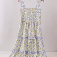 Golden meadow floral smocked tiered dress (length 41.33inch)
