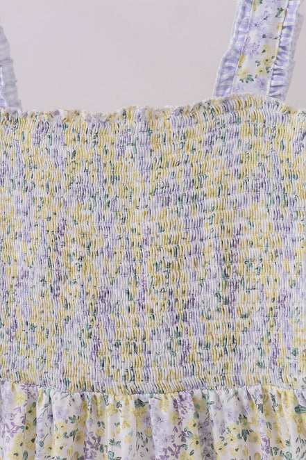 Golden meadow floral smocked tiered dress (length 41.33inch)