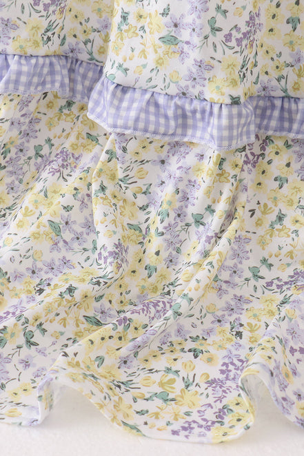 Golden meadow floral smocked tiered dress (length 41.33inch)