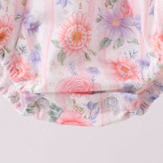 Purple rose bow smocked ruffle bubble