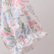 Pink floral smocked mom dress