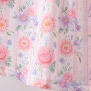 Purple floral embroidery gingham ruffle dress