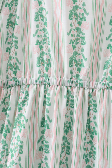 Green floral stripe dress (length 41.33in)