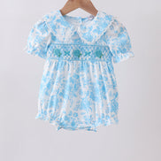 Blue rose smocked bubble
