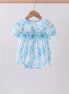 Blue rose smocked bubble