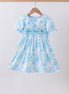 Blue rose smocked dress