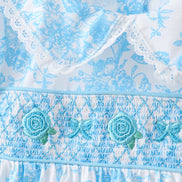 Blue rose smocked dress