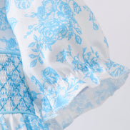 Blue rose smocked dress