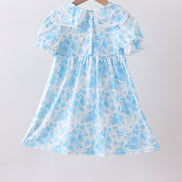 Blue rose smocked dress