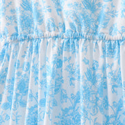 Blue rose print women dress