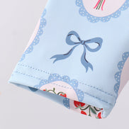 Blue strawberry bow ruffle rashguard