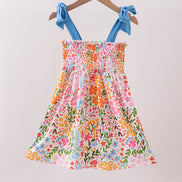 Summer floral print smocked mom&me dress
