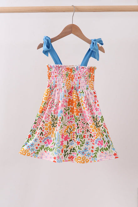 Summer floral print smocked mom&me dress