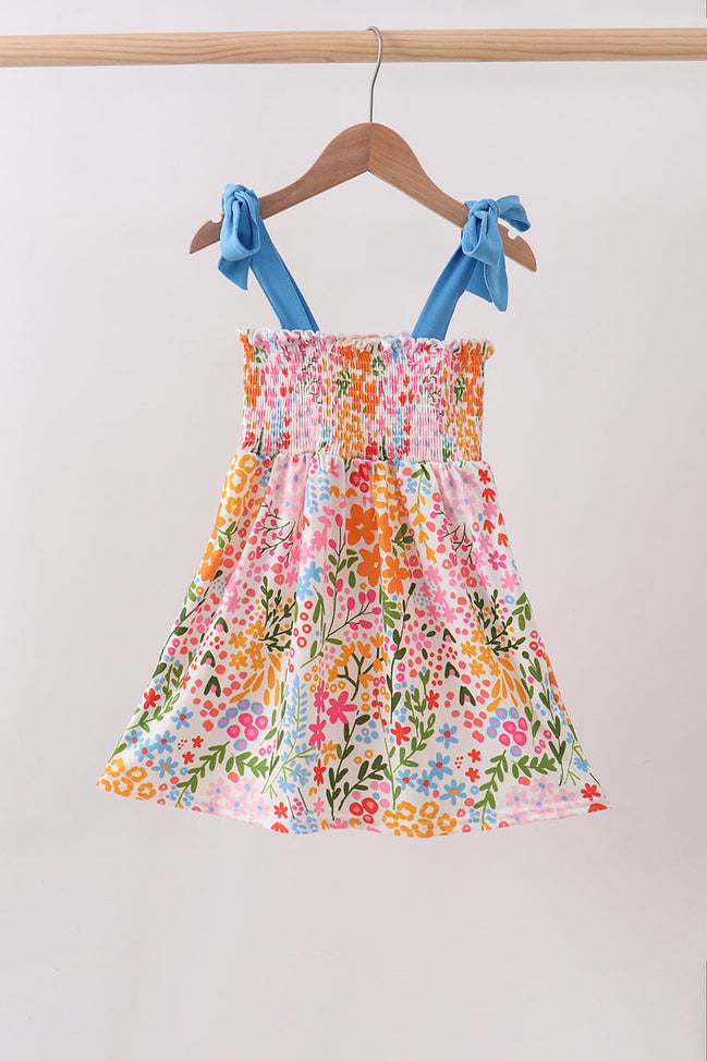 Summer floral print smocked mom&me dress