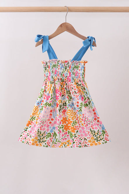Summer floral print smocked mom&me dress