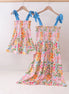 Summer floral print smocked mom&me dress