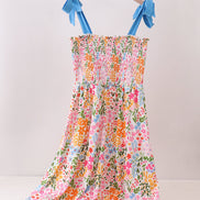 Summer floral print smocked mom&me dress