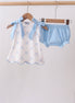Blue bow ribbon print bloomer set