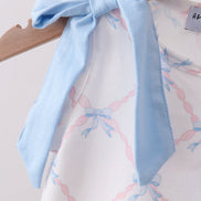 Blue bow ribbon print bloomer set