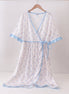 Blue bow ribbon print dress
