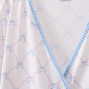 Blue bow ribbon print dress