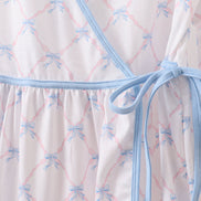 Blue bow ribbon print dress