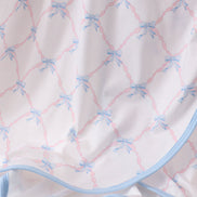 Blue bow ribbon print dress