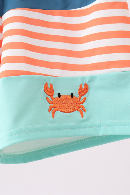 Crab embroidery swim trunks