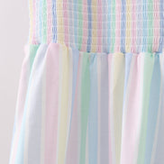 Rainbow stripe smocked dress