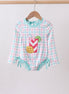 Green plaid horse applique rashguard