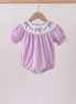 Lavender Smocked Embroidered Bow Jacquard Bubble