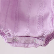 Lavender Smocked Embroidered Bow Jacquard Bubble