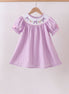 Lavender Smocked Embroidered Bow Jacquard Dress