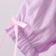 Lavender Smocked Embroidered Bow Jacquard Dress