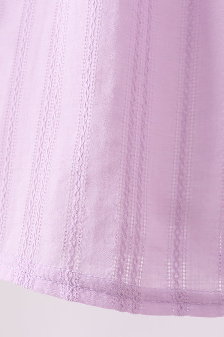 Lavender Smocked Embroidered Bow Jacquard Dress