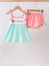 Green Marine Embroidered Jacquard Bloomer Set